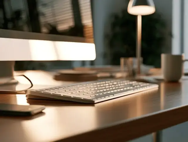 A desk in evening light
